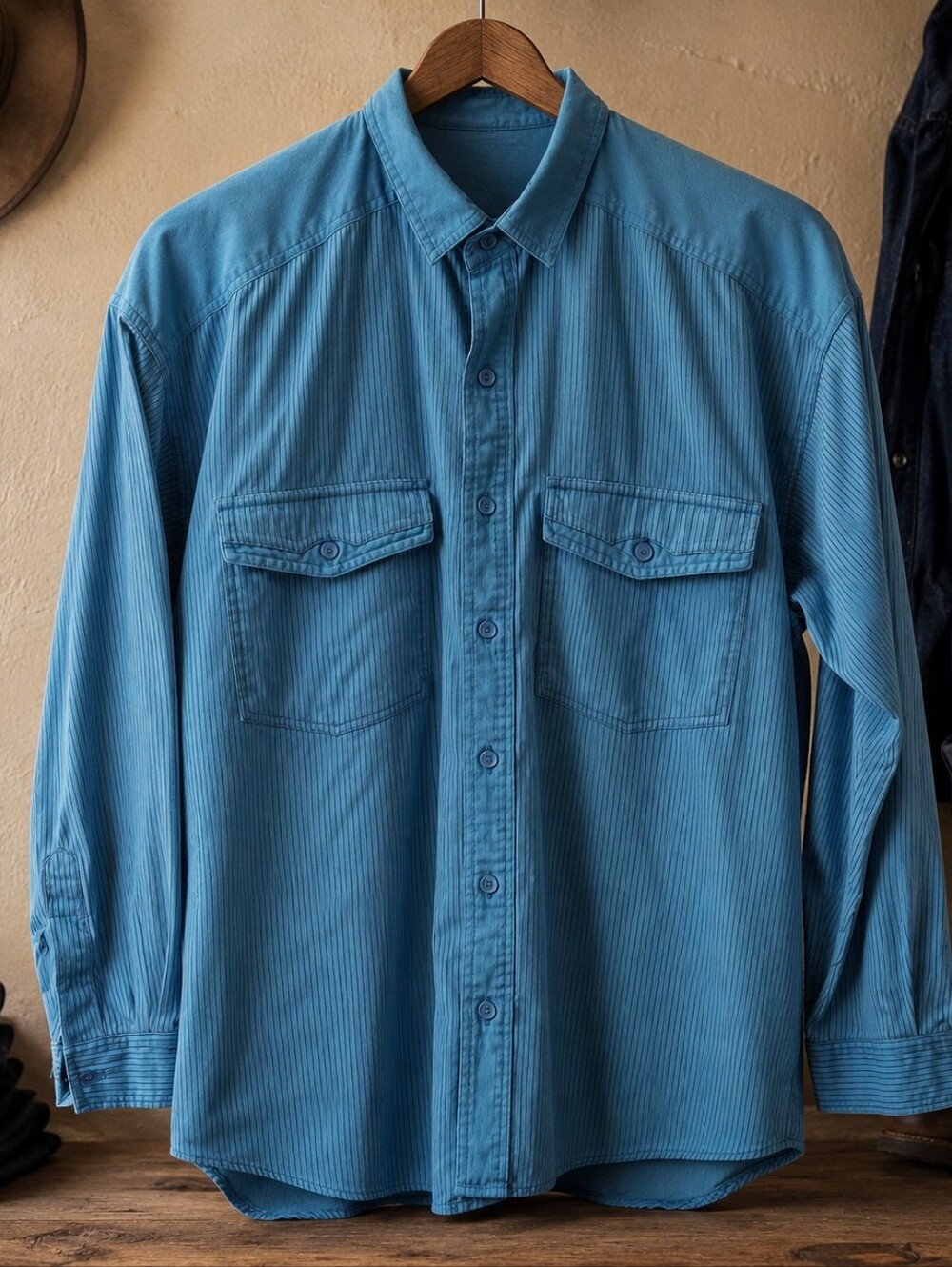 Vintage 90s Gitano Teal Pinstripe Workwear Shirt